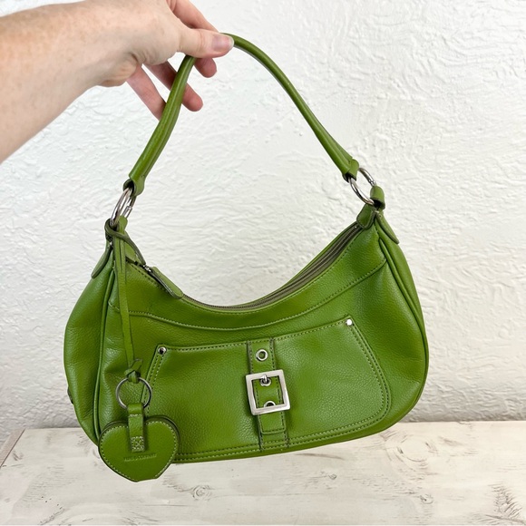 Vintage 90s Y2K Bag Handbag Shoulder Green Leather Fairy Grunge